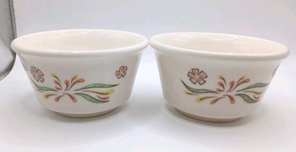2) Vintage Taylor Smith & Taylor TST Rooster Custard Cup Oven Serve Dish 2" tall
